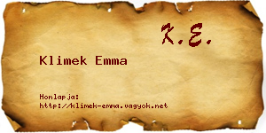 Klimek Emma névjegykártya